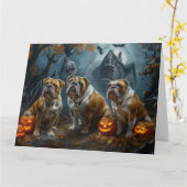 Bulldog Halloween Nacht Doggy Delight Kaart (Gele Bloem)