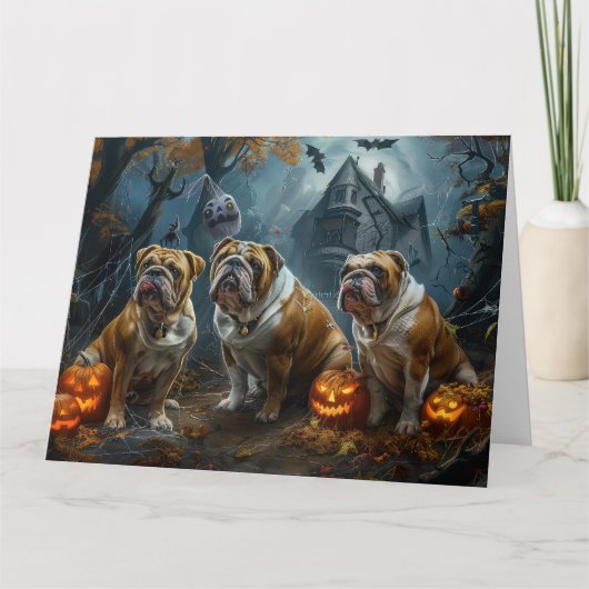 Bulldog Halloween Nacht Doggy Delight Kaart (Voorkant)