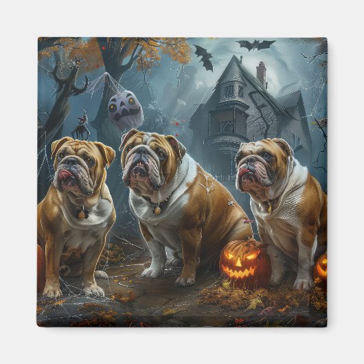 Bulldog Halloween Nacht Doggy Delight Magneet (Voorkant)