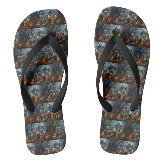 Bulldog Halloween Nacht Doggy Delight Teenslippers (Voetbed)