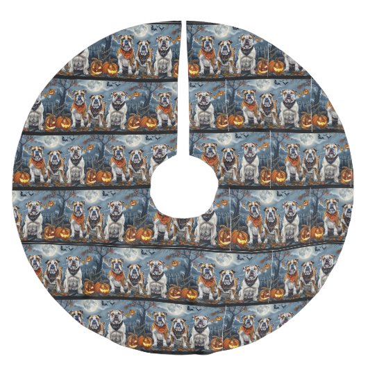 Bulldog Halloween Spoken Kerstboom Rok (Voorkant)