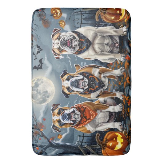 Bulldog Halloween Spooky Badmat (Voorkant Verticaal)
