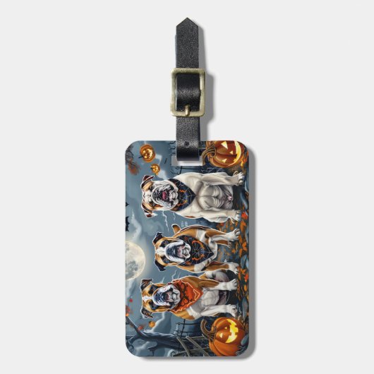 Bulldog Halloween Spooky Bagagelabel (Voorkant verticaal)