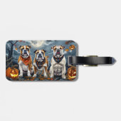 Bulldog Halloween Spooky Bagagelabel (Achterkant horizontaal)