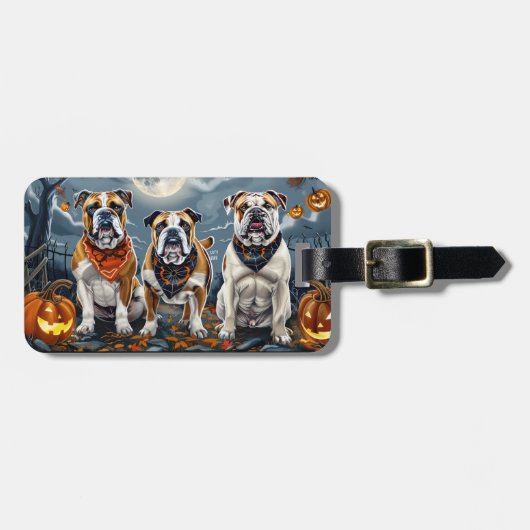 Bulldog Halloween Spooky Bagagelabel (Voorkant horizontaal)