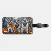Bulldog Halloween Spooky Bagagelabel (Achterkant horizontaal)