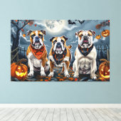 Bulldog Halloween Spooky Canvas Afdruk (Insitu (Houten vloer))