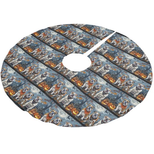 Bulldog Halloween Spooky Kerstboom Rok (Gekanteld)
