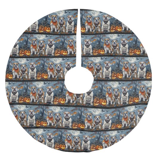 Bulldog Halloween Spooky Kerstboom Rok (Voorkant)