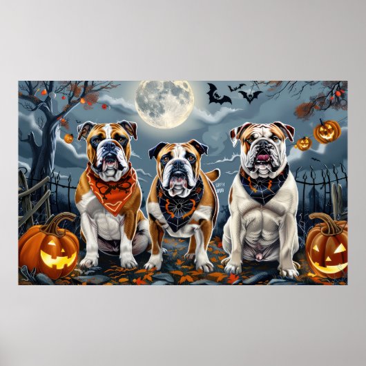 Bulldog Halloween Spooky Poster (Voorkant)