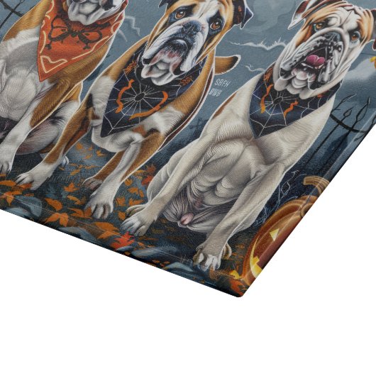 Bulldog Halloween Spooky Snijplank (Hoek)