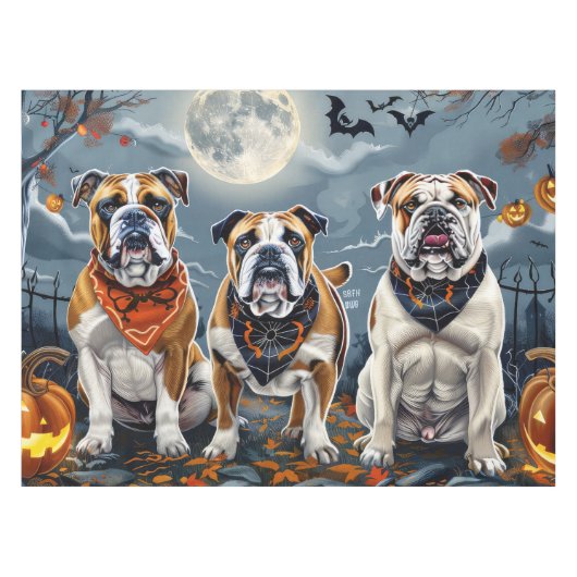 Bulldog Halloween Spooky Tafelkleed (Voorkant (Horizontaal))