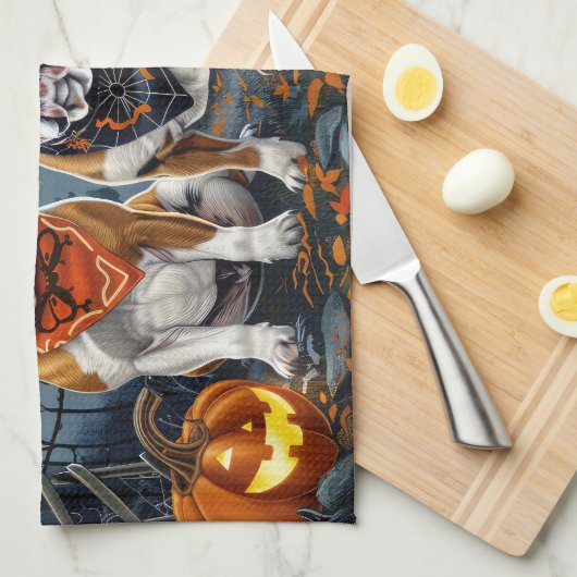 Bulldog Halloween Spooky Theedoek (Quarter Fold)