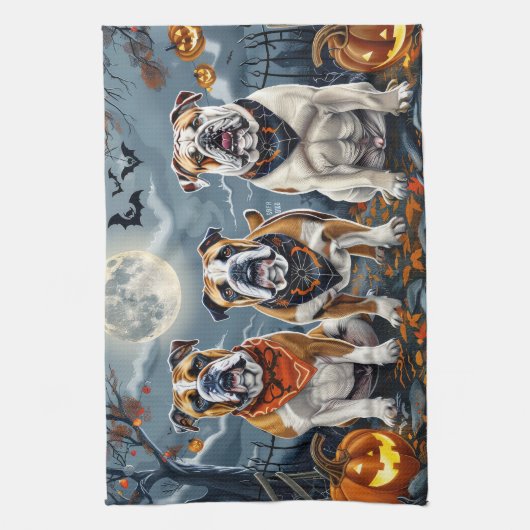 Bulldog Halloween Spooky Theedoek (Verticaal)