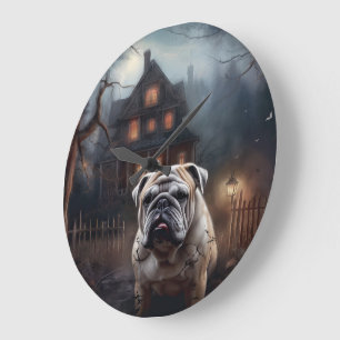 Bulldog Halloween Verschrikkelijk Grote Klok