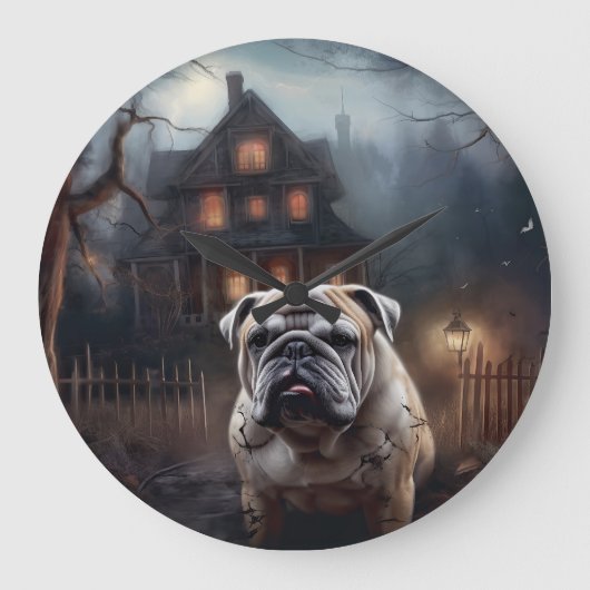 Bulldog Halloween Verschrikkelijk Grote Klok (Voorkant)