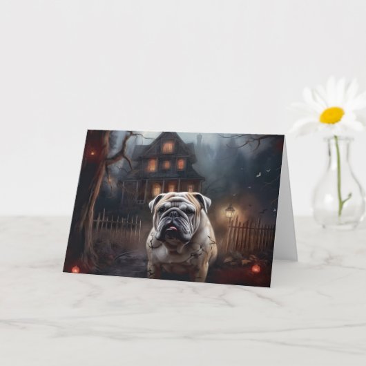 Bulldog Halloween Verschrikkelijk Kaart (Kleine Plant)
