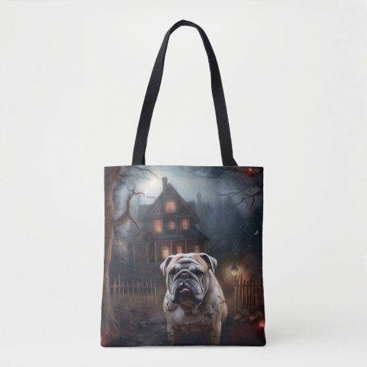 Bulldog Halloween Verschrikkelijk Tote Bag (Voorkant)