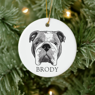 Bulldog handtekening gepersonaliseerd keramisch ornament