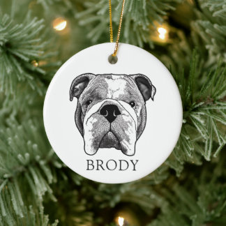 Bulldog handtekening gepersonaliseerd keramisch ornament