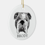 Bulldog handtekening gepersonaliseerd keramisch ornament (Rechts)