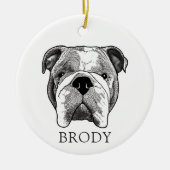 Bulldog handtekening gepersonaliseerd keramisch ornament (Voorkant)