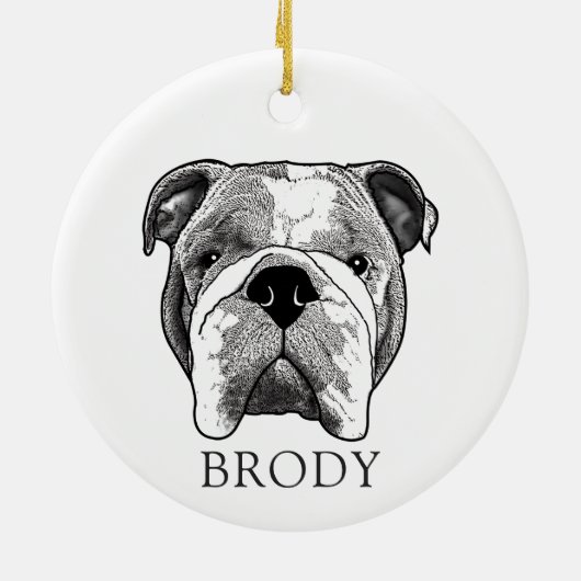 Bulldog handtekening gepersonaliseerd keramisch ornament (Achterkant)