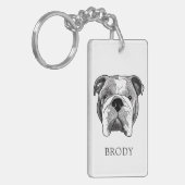 Bulldog handtekening gepersonaliseerd sleutelhanger (Voorkant Links)