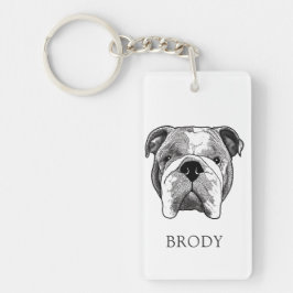 Bulldog handtekening gepersonaliseerd sleutelhanger
