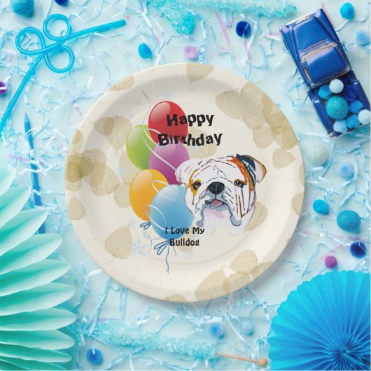 Bulldog Happy Birthday Decor Papieren Bordje (Feest)