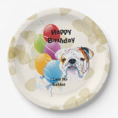 Bulldog Happy Birthday Decor Papieren Bordje (Voorkant)