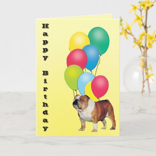 Bulldog Happy Birthday Kaart (Gele Bloem)