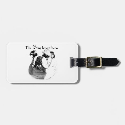 Bulldog Happy Face Bagagelabel (Voorkant horizontaal)