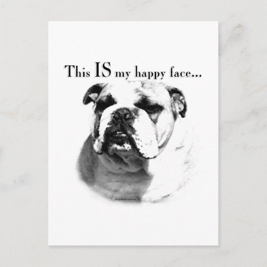 Bulldog Happy Face Briefkaart (Voorkant)