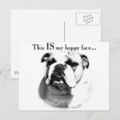 Bulldog Happy Face Briefkaart (Voorkant / Achterkant)