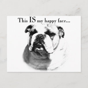 Bulldog Happy Face Briefkaart