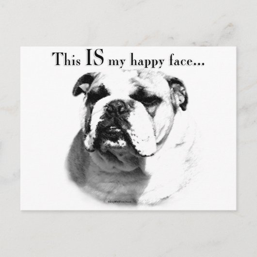Bulldog Happy Face Briefkaart (Voorkant)