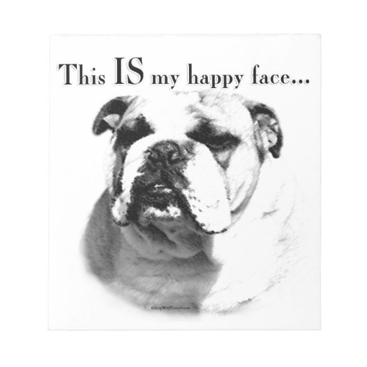 Bulldog Happy Face Notitieblok (Voorkant)