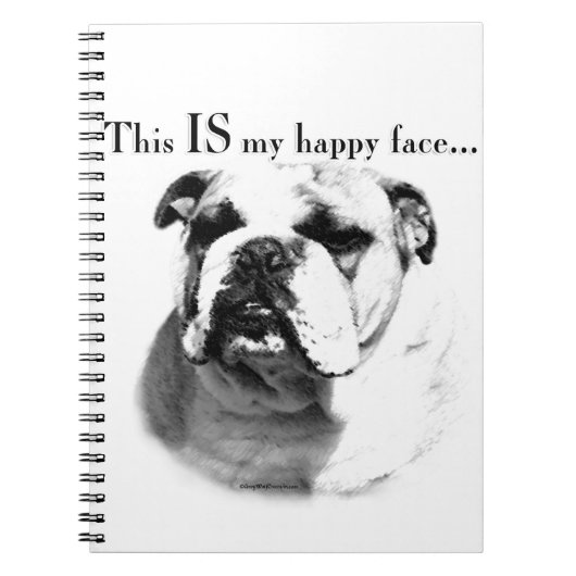 Bulldog Happy Face Notitieboek (Voorkant)