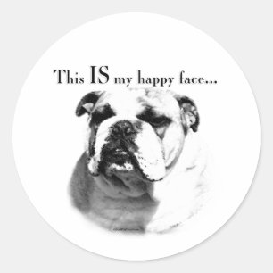 Bulldog Happy Face Ronde Sticker