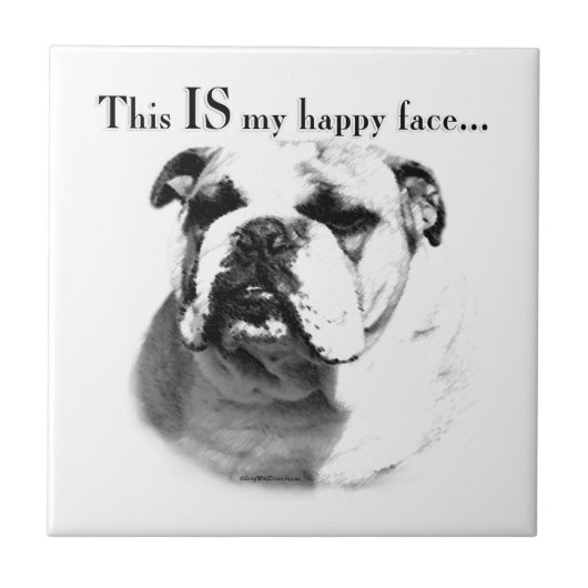 Bulldog Happy Face Tegeltje (Voorkant)
