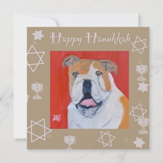 Bulldog Happy Hanukkah Kaart (Voorkant)