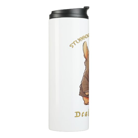 bulldog hardnekkig omgaan met het schattig Schatti Thermosbeker (Gedraaid links)