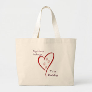 Bulldog hart behoort grote tote bag