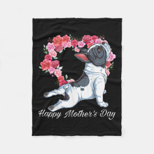 Bulldog Hart Bloemen Happy Moederdag Gifts Fleece Deken