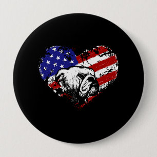 Bulldog hart ronde button 4,0 cm
