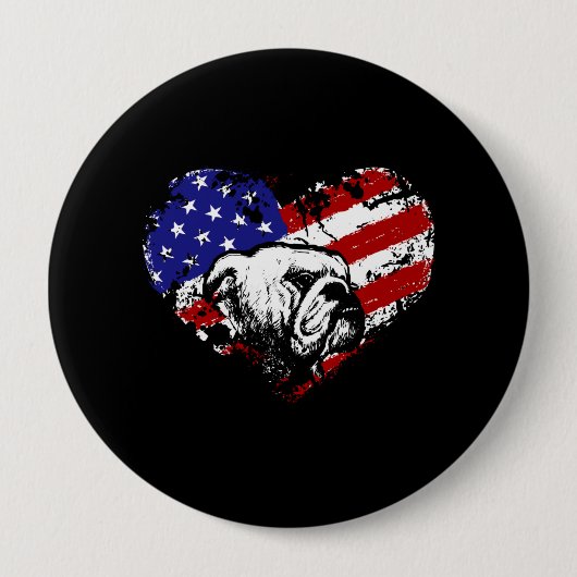 Bulldog hart ronde button 4,0 cm (Voorkant)