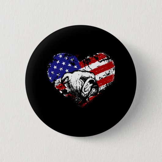 Bulldog hart ronde button 5,7 cm (Voorkant)