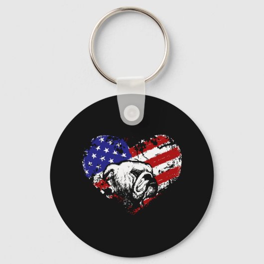 Bulldog hart sleutelhanger (Voorkant)