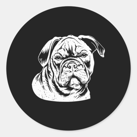 Bulldog Head Ronde Sticker (Voorkant)